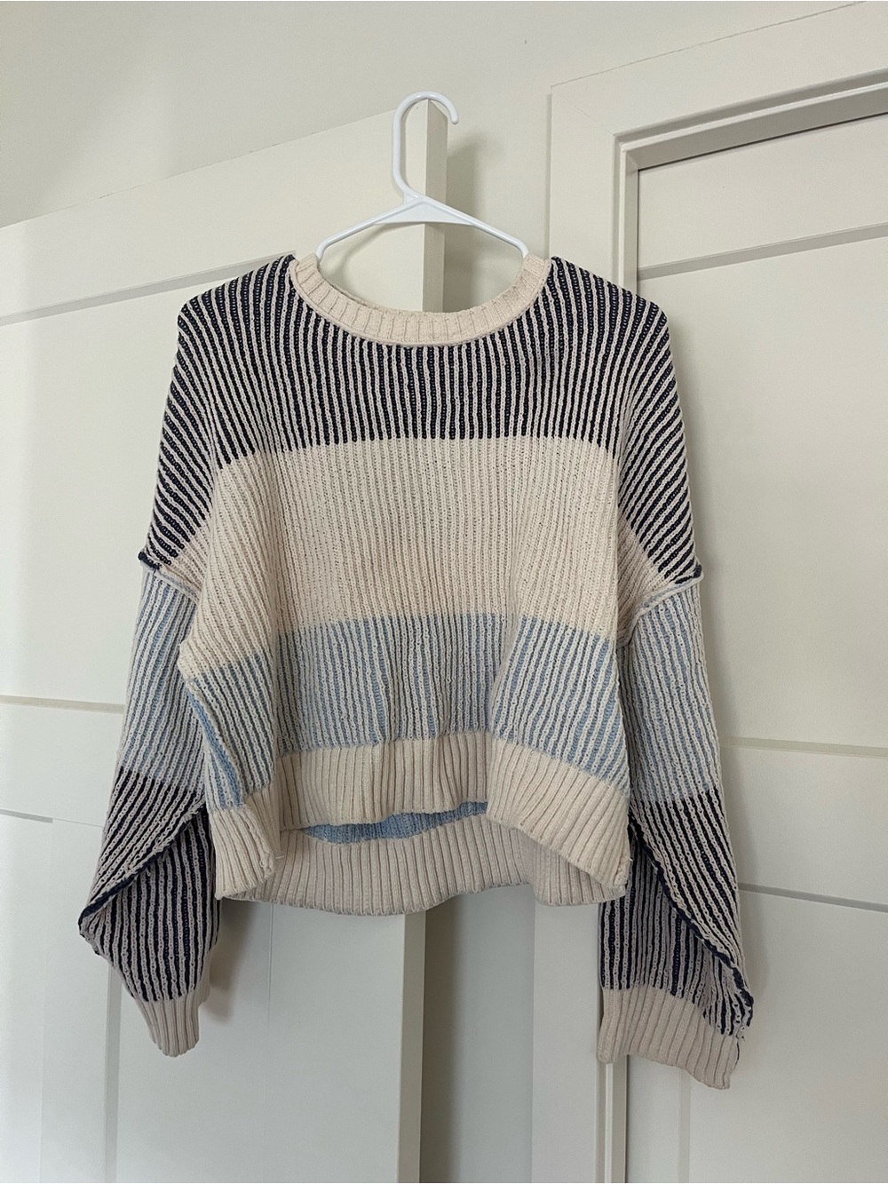 Blue and white Altar’d State sweater
